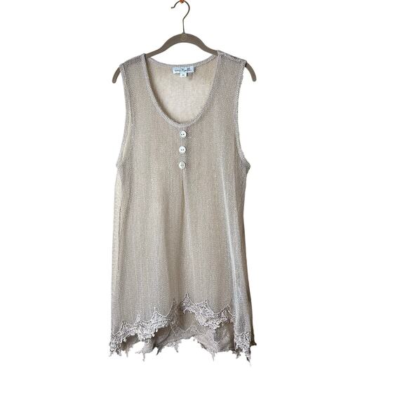 Simply Noelle‎ Tan Shimmer Net Beach Cover with Lace XXL - Picture 1 of 6